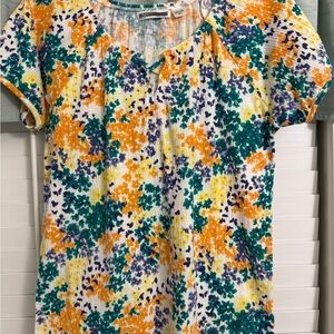 Vibrant Floral Short Sleeve Women's Top